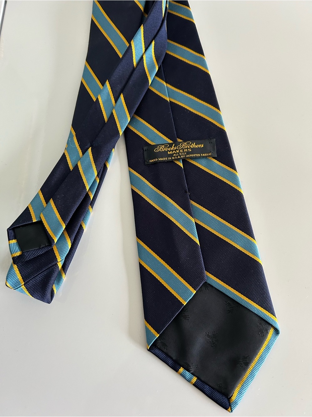 Brooks Brothers Makers Silk Made in USA Blue Strip Tie - Picture 2 of 3